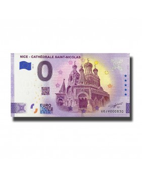 0 Euro Souvenir Banknote Nice Cathedrale Saint Nicolas France UEJV 2021-3