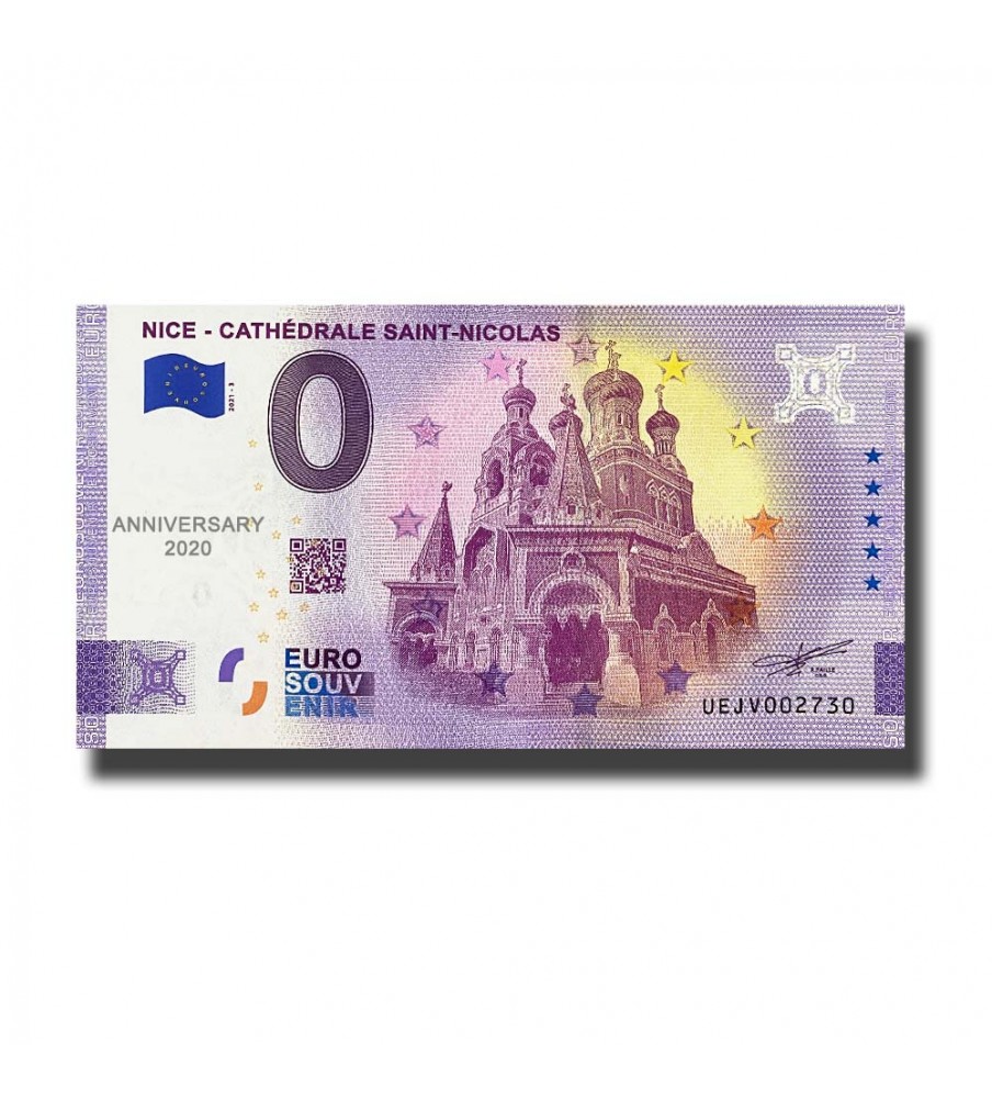 Anniversary 0 Euro Souvenir Banknote Nice Cathedrale Saint Nicolas France UEJV 2021-3