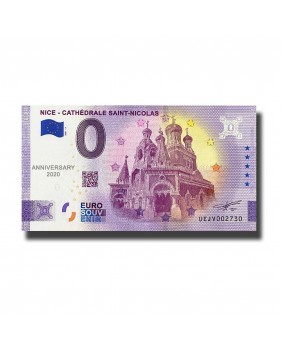 Anniversary 0 Euro Souvenir Banknote Nice Cathedrale Saint Nicolas France UEJV 2021-3