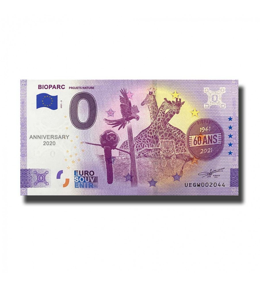 Anniversary 0 Euro Souvenir Banknote Bioparc France UEGW 2021-3