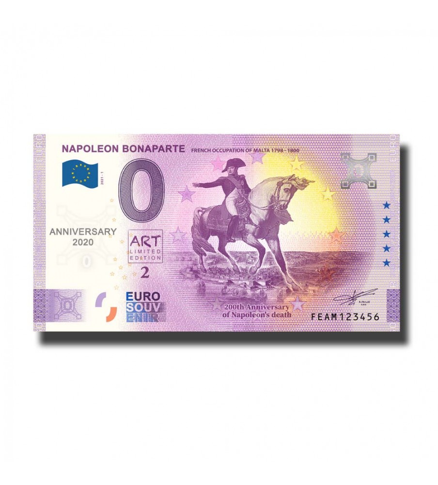 Anniversary 0 Euro Souvenir Banknote Napoleon Bonaparte Malta FEAM 2021-1