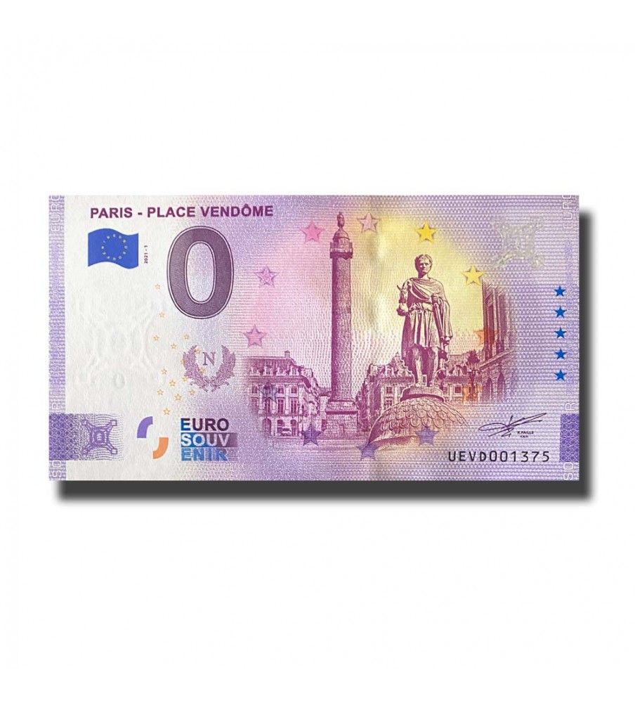 0 Euro Souvenir Banknote Paris Place Vendome France UEVD 2021-1