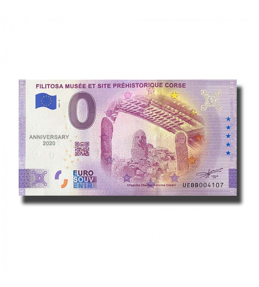 Anniversary 0 Euro Souvenir Banknote Filitosa Musee Et Site Prehistorique Corse France UEBB 2021-2