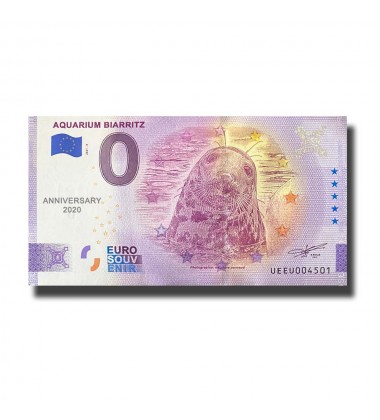 Anniversary 0 Euro Souvenir Banknote Aquarium Biarritz France UEEU 2021-6