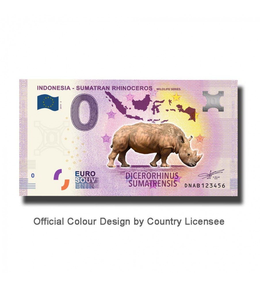0 Euro Souvenir Banknote Indonesia Sumatran Rhinoceros Colour Indonesia DNAB 2019-3