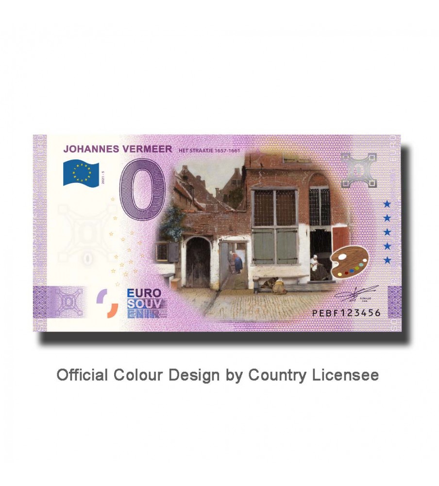 0 Euro Souvenir Banknote Johannes Vermeer Het Straatje 1657-1661 Colour Netherlands PEBF 2021-5