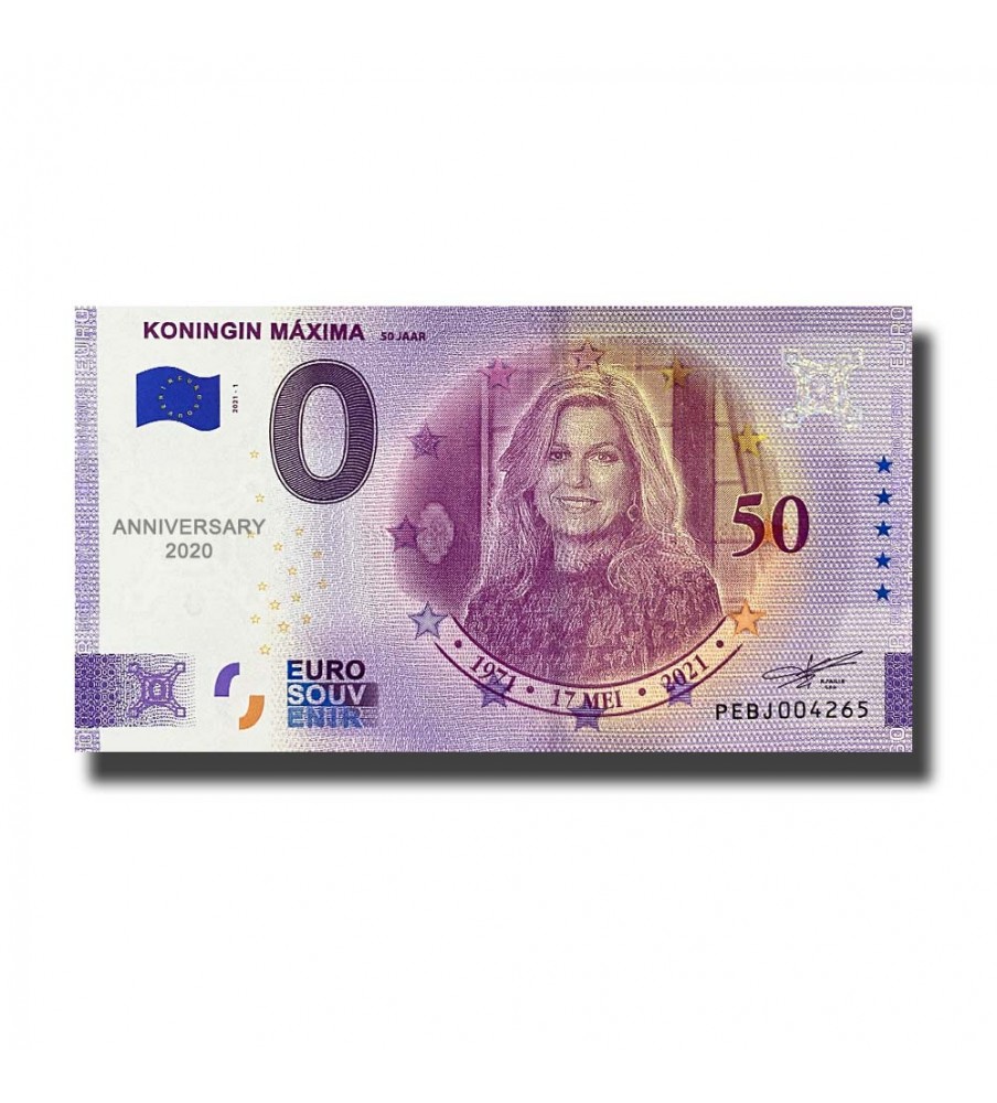 Anniversary 0 Euro Souvenir Banknote Koningin  Maxima Netherlands PEBJ 2021-1