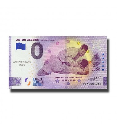 Anniversary 0 Euro Souvenir Banknot Anton Geesink Netherlands PEAN 2021-2