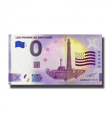 0 Euro Souvenir Banknote Les Phares De Bretagne France UEMW 20211-10