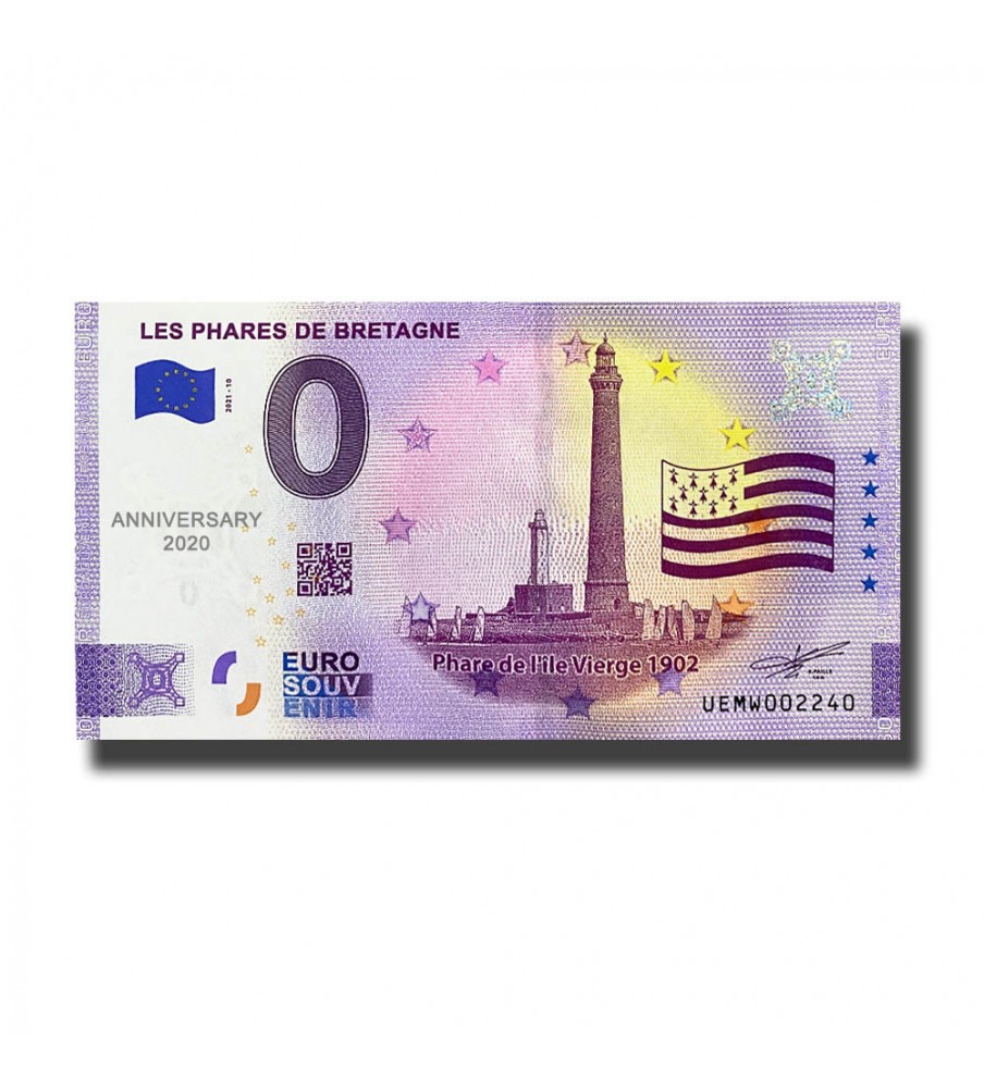 Anniversary 0 Euro Souvenir Banknote Les Phares De Bretagne France UEMW 2021-10