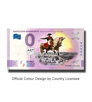 0 Euro Souvenir Banknote Napoleon Bonaparte Colour Malta FEAM 2021-1
