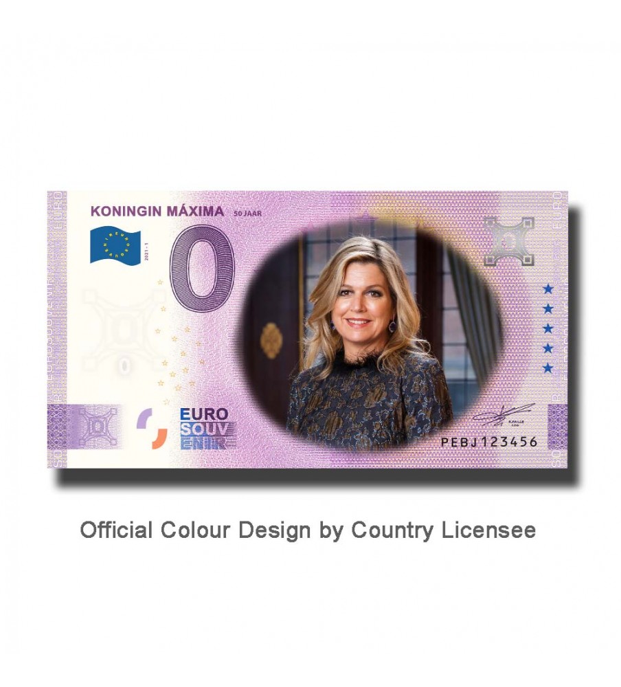 0 Euro Souvenir Banknote Koningin Maxima Colour Netherlands PEBJ 2021-1