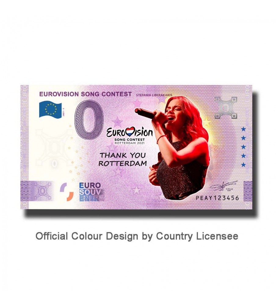 0 Euro Souvenir Banknote Eurovision Song Contest Colour Netherlands PEAY 2021-3