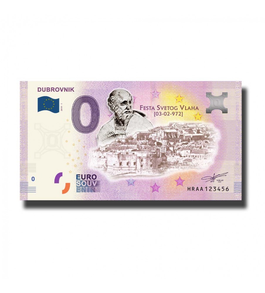 0 Euro Souvenir Banknote Dubrovnik Colour Croatia HRAA 2019-1