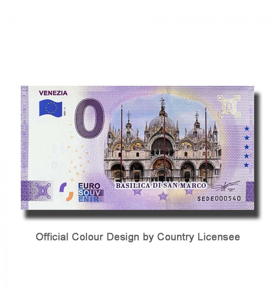 0 Euro Souvenir Banknote Venezia Colour Italy SEDE 2021-1