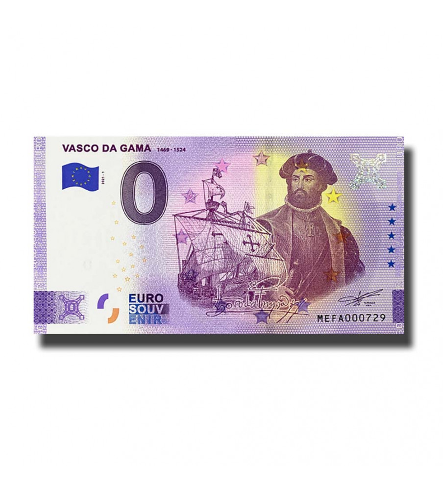 0 Euro Souvenir Banknote Vasco Da Gama Portugal MEFA 2021-1