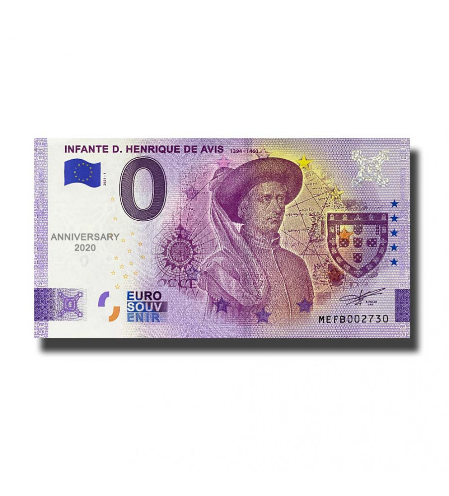 Anniversary 0 Euro Souvenir Banknote Infante D. Henrique De Avis Portugal MEFB 2021-1