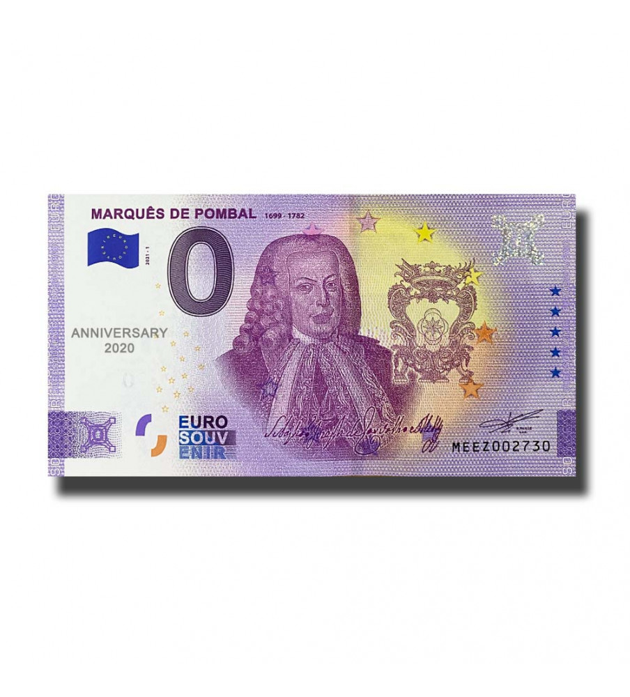 Anniversary 0 Euro Souvenir Banknote Marques De Pombal Portugal MEEZ 2021-1
