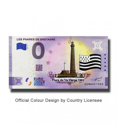 0 Euro Souvenir Banknote Les Phares De Bretagne Colour France UEMW 2021-10