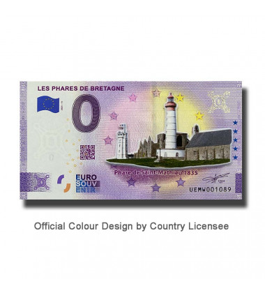 0 Euro Souvenir Banknote Les Phares De Bretagne Colour France UEMW 2021-11