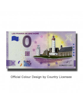 0 Euro Souvenir Banknote Les Phares De Bretagne Colour France UEMW 2021-11