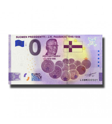 0 Euro Souvenir Banknote Suomen Presidenti J.K. Paasikivi 1946 - 1956 Finland LEBM 2021-7