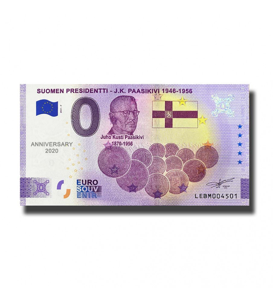 Anniversary 0 Euro Souvenir Banknote Suomen Presidenti J.K. Paasikivi 1946 - 1956 Finland LEBM 2021-7