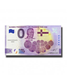 Anniversary 0 Euro Souvenir Banknote Suomen Presidenti J.K. Paasikivi 1946 - 1956 Finland LEBM 2021-7