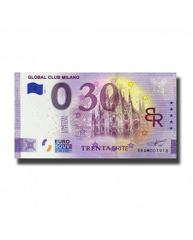 0 Euro Souvenir Banknote Global Club Milano Italy SEDM 2021-1