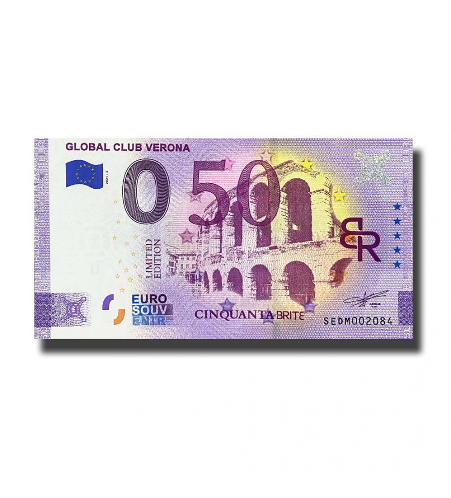 0 Euro Souvenir Banknote Global Club Verona Italy SEDM 2021-2