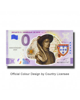 Anniversary 0 Euro Souvenir Banknote Infante D. Henrique De Avis Colour Portugal MEFB 2021-1