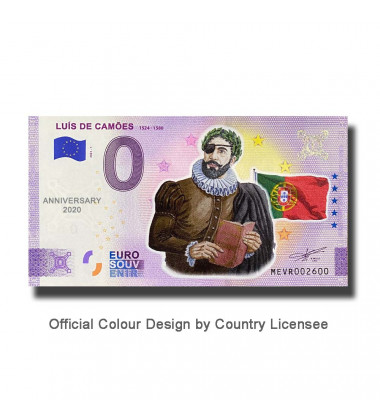 Anniversary 0 Euro Souvenir Banknote Luis De Camoes Colour Portugal MEVR 2021-1