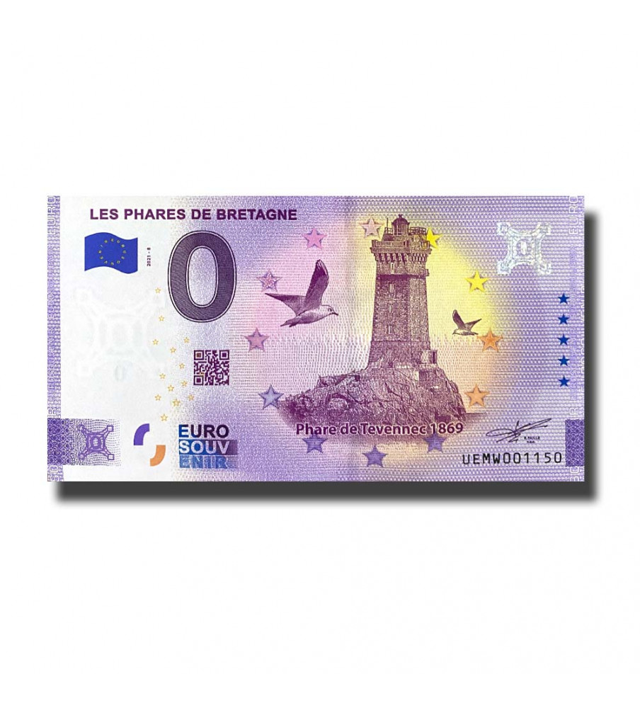 0 Euro Souvenir Banknote Les Phares De Bretagne France UEMW 2021-8