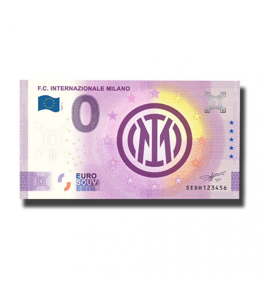 0 Euro Souvenir Banknote F.C. Internazionale Milano Italy SEDH 2021-1