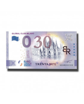 0 Euro Souvenir Banknote Global Club Milano Colour Italy SEDM 2021-1