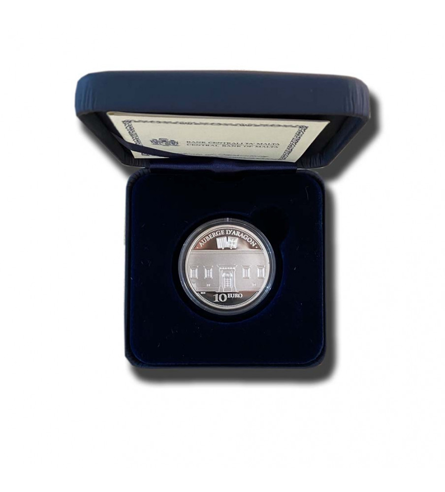 2014 Malta €10 The Auberge D`Aragon Commemorative Silver Coin Proof