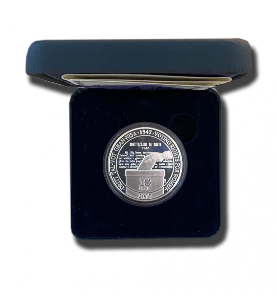 2017 Malta €10 The 1947 Constitution And Women`S Suffrage In Malta Commemorative Silver Coin Proof