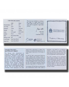 2018 Malta €10 Giuseppe Mazzuoli`S Baptism Of Christ Commemorative Silver Coin Proof