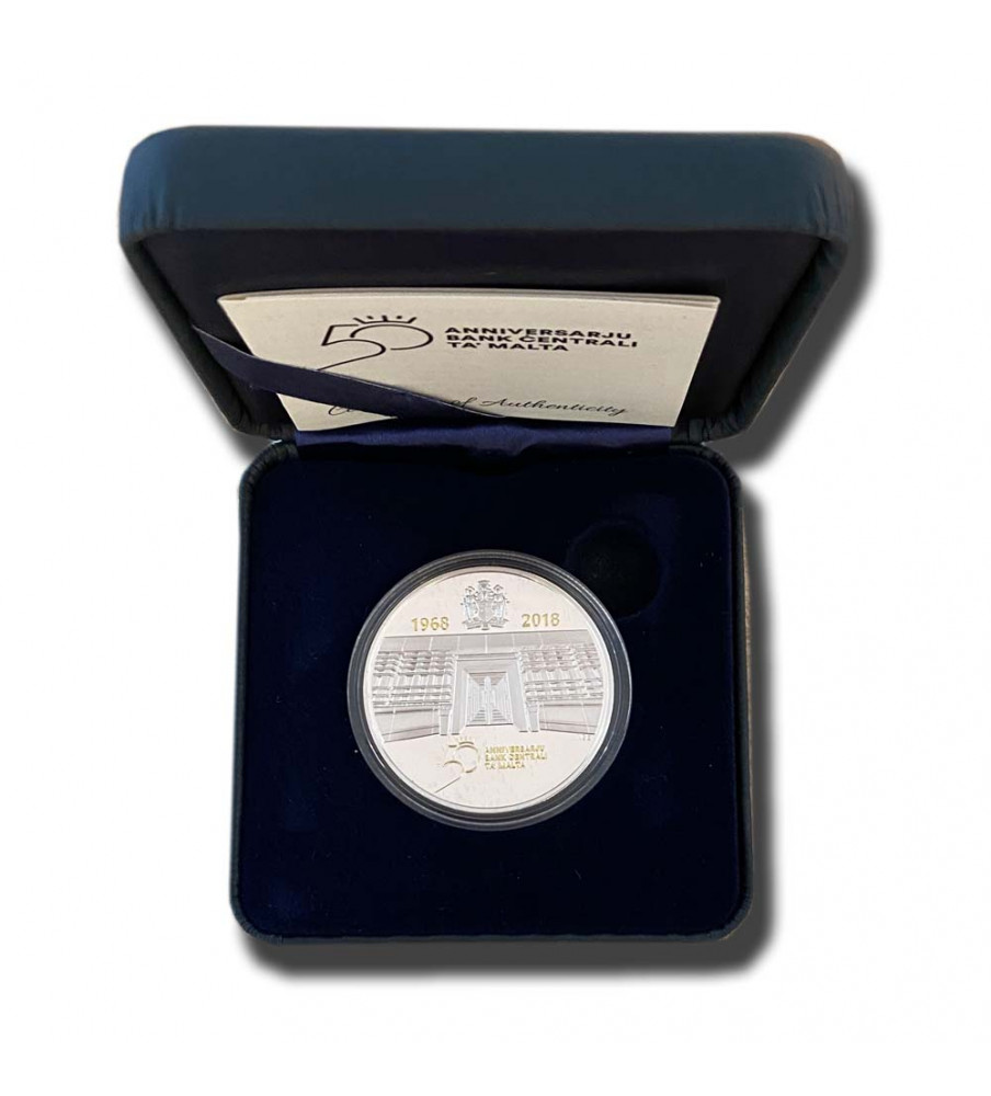 2018 Malta €10 The Central Bank Of Malta 1968-2018 50Th Anniversary Commemorative Silver Coin Proof