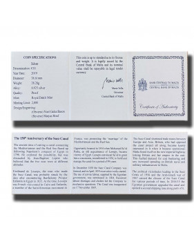 2019 Malta €10 The 150Th Anniversary Of The Suez Canal Commemorative Silver Coin Proof