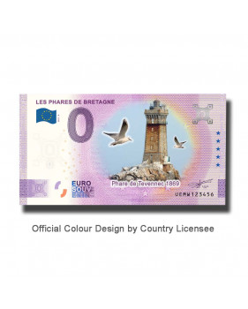 0 Euro Souvenir Banknote Les Phares De Bretagne Colour France UEMW 2021-8