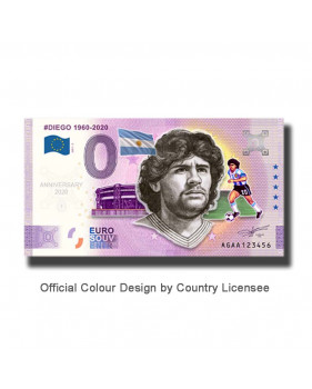 Anniversary 0 Euro Souvenir Banknote Diego 1960-2020 Colour Argentina AGAA 2021-2