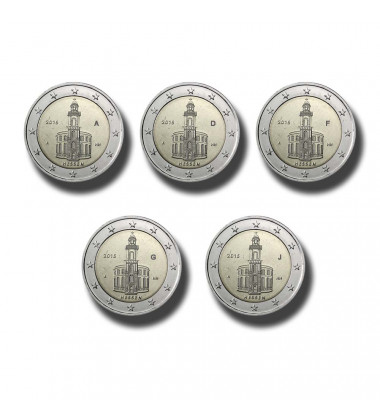 2015 Germany A D F G J Hessen St Paul's Church 2 Euro Coin Set of 5
