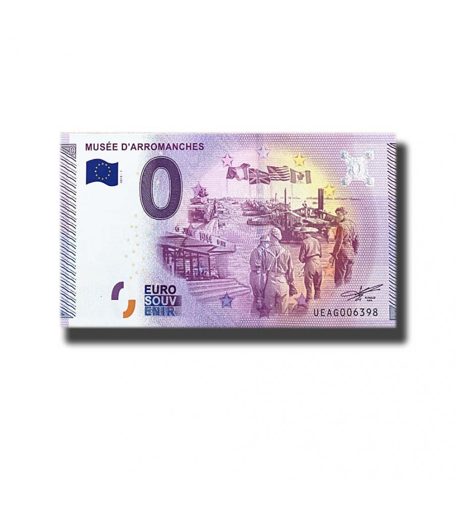 0 Euro Souvenir Banknote Musee D' Arromanches France UEAG 2015-1