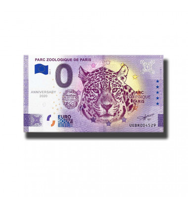 Anniversary 0 Euro Souvenir Banknote Parc Zoologique De Paris France UEBR 2020-7