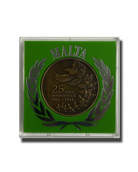 1989 Malta Medal 25 Years of Independence Bronze 38mm