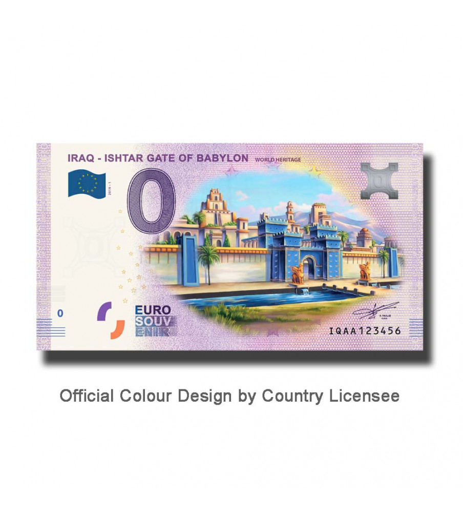 0 Euro Souvenir Banknote Ishtar Gate of Babylon Colour Iraq IQAA 2019-1