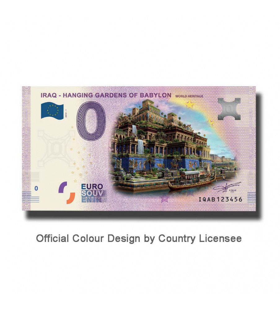 0 Euro Souvenir Banknote Hanging Gardens of Babylon Colour Iraq IQAB 2019-1