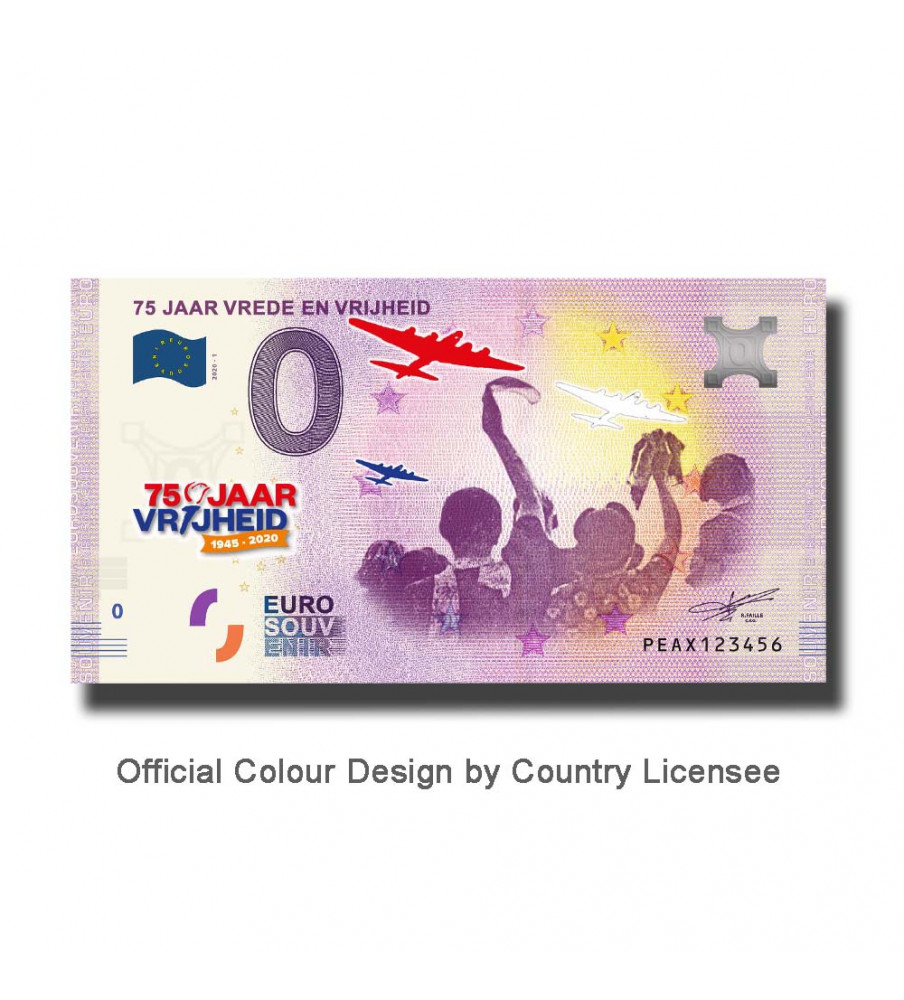 0 Euro Souvenir Banknote 75 Jahre Vrede En Vrijheid Colour Netherlands PEAX 2020-1