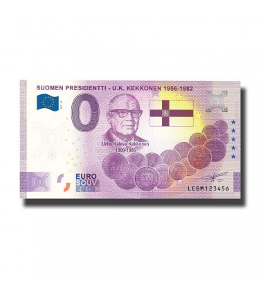 0 Euro Souvenir Banknote Suomi Presidenti U.K.Kekkonen Finland LEBM 2021-8